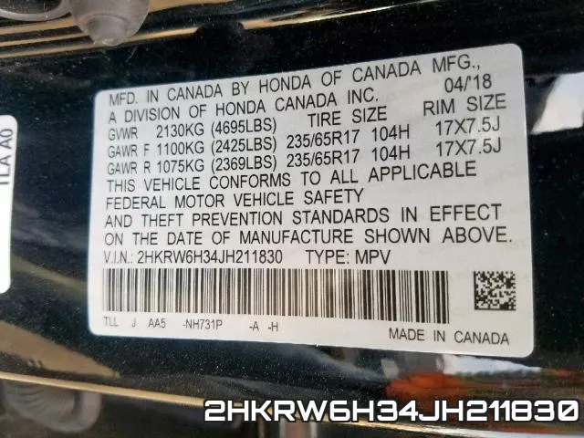2HKRW6H34JH211830 фото 2