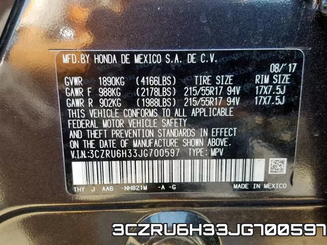 3CZRU6H33JG700597 фото 2