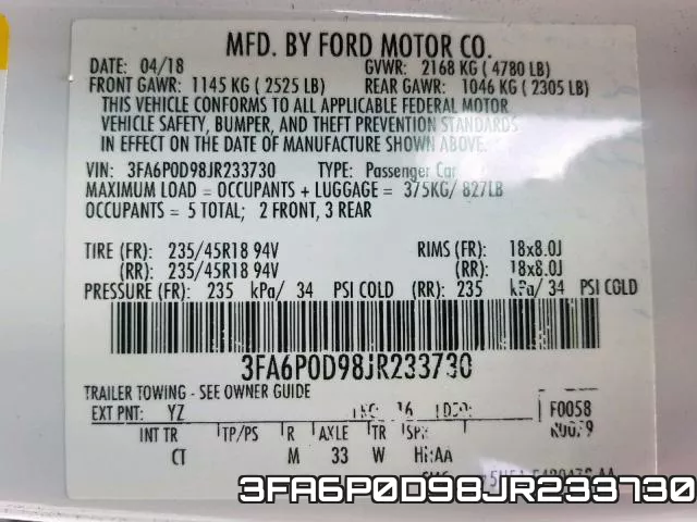 3FA6P0D98JR233730 фото 2