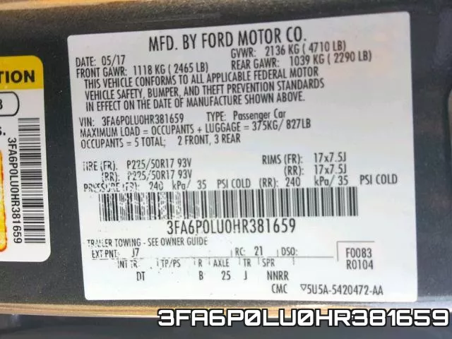 3FA6P0LU0HR381659 фото 2