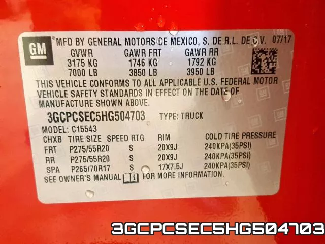 3GCPCSEC5HG504703 фото 2
