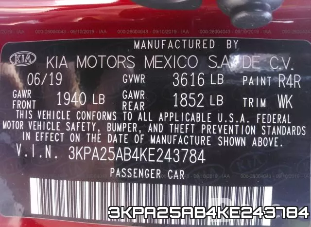 3KPA25AB4KE243784 фото 10