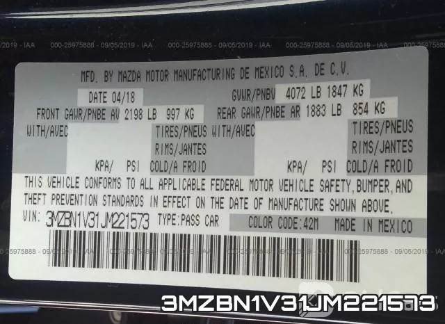 3MZBN1V31JM221573 фото 10
