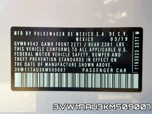 3VW117AU3KM509007 фото 2