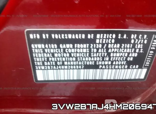 3VW2B7AJ4HM206947 фото 10