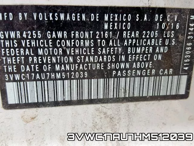 3VWC17AU7HM512039 фото 2