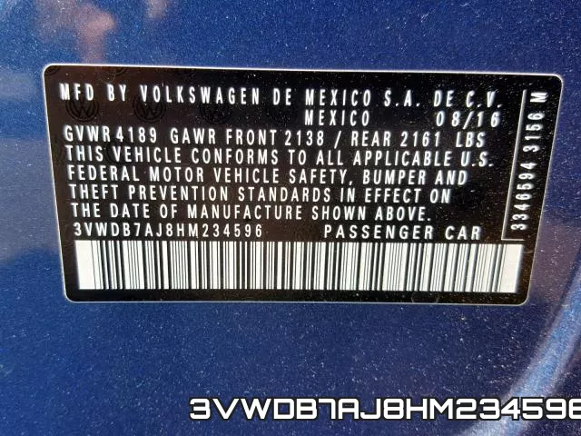 3VWDB7AJ8HM234596 фото 2