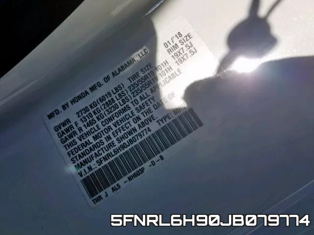 5FNRL6H90JB079774 фото 2