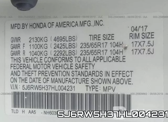 5J6RW5H37HL004231 фото 10