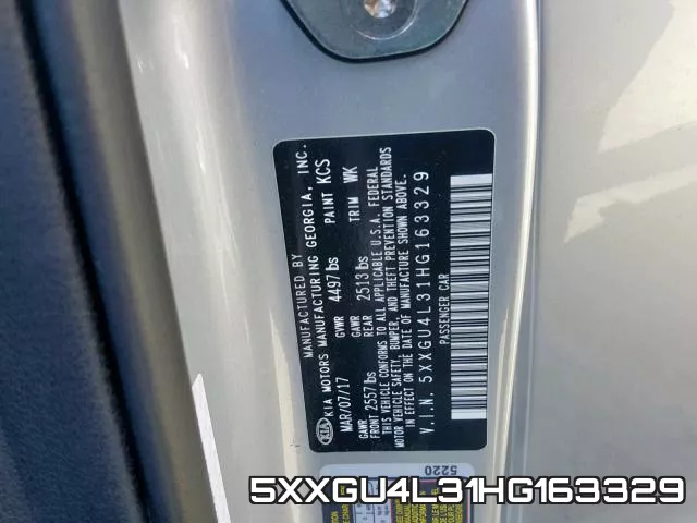 5XXGU4L31HG163329 фото 2