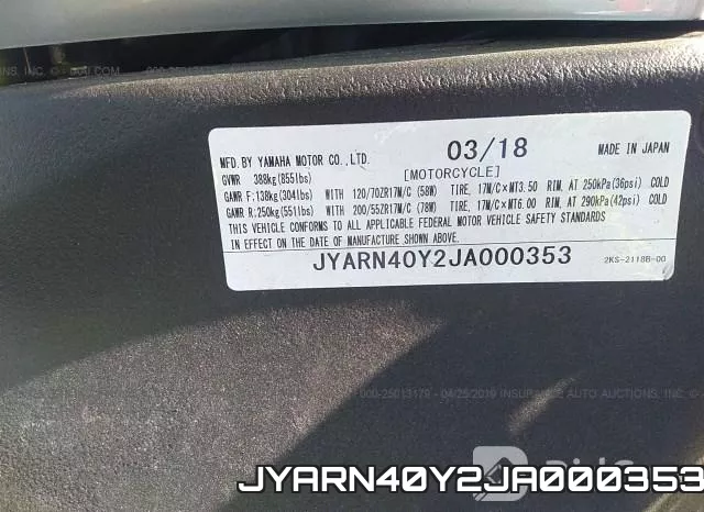JYARN40Y2JA000353 фото 2