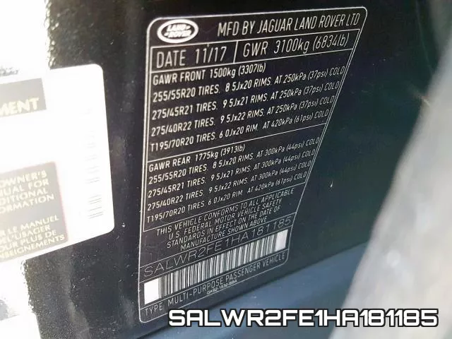 SALWR2FE1HA181185 фото 2
