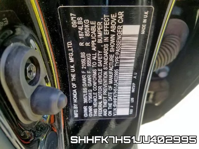 SHHFK7H51JU402995 фото 2