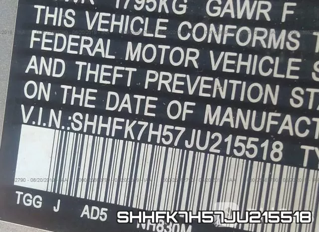 SHHFK7H57JU215518 фото 10