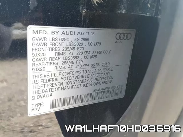 WA1LHAF70HD036916 фото 2