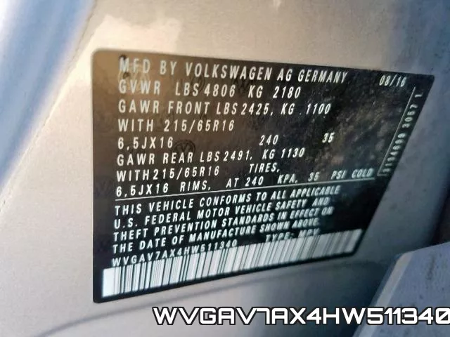 WVGAV7AX4HW511340 фото 2
