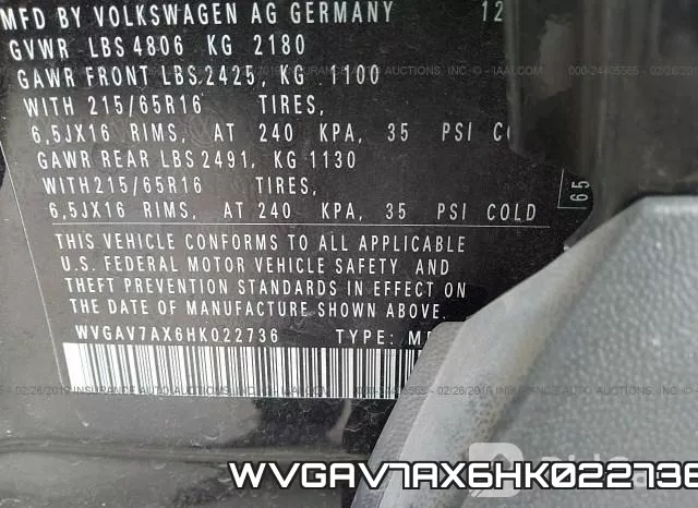 WVGAV7AX6HK022736 фото 10