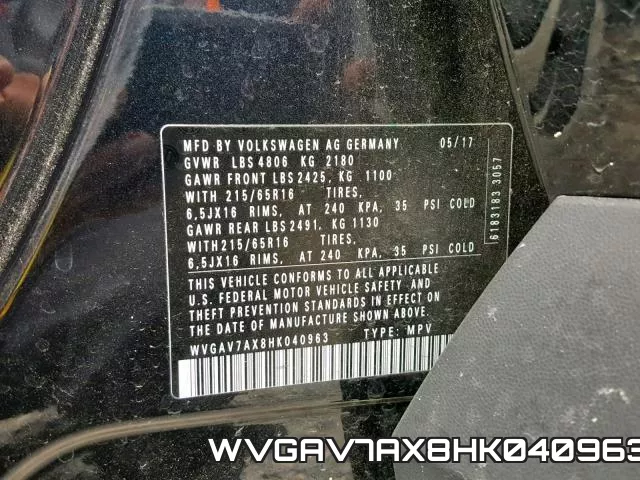 WVGAV7AX8HK040963 фото 2