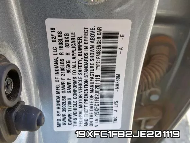 19XFC1F82JE201119 фото 2