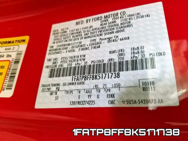 1FATP8FF8K5171738 фото 2