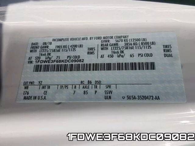 1FDWE3F68KDC09082 фото 2