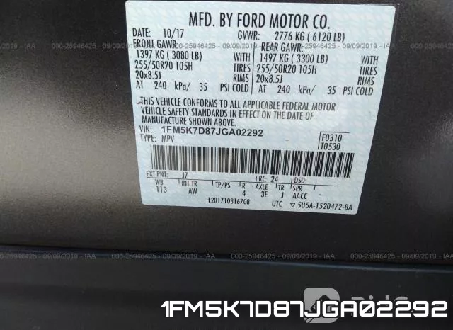 1FM5K7D87JGA02292 фото 10