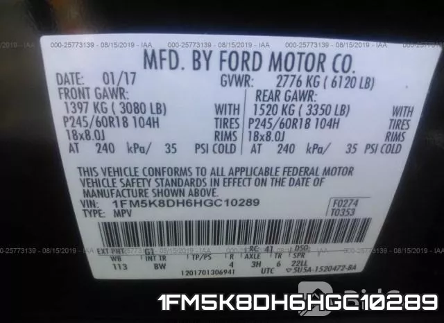1FM5K8DH6HGC10289 фото 9