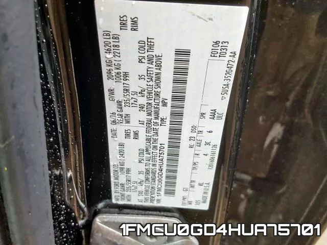 1FMCU0GD4HUA75701 фото 2