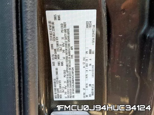 1FMCU0J94HUC34124 фото 2