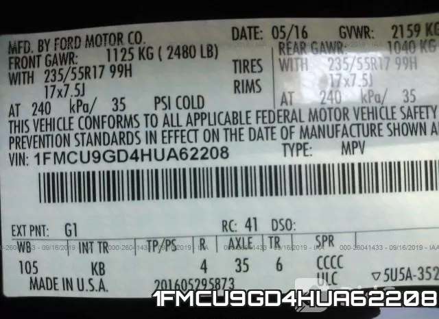 1FMCU9GD4HUA62208 фото 10