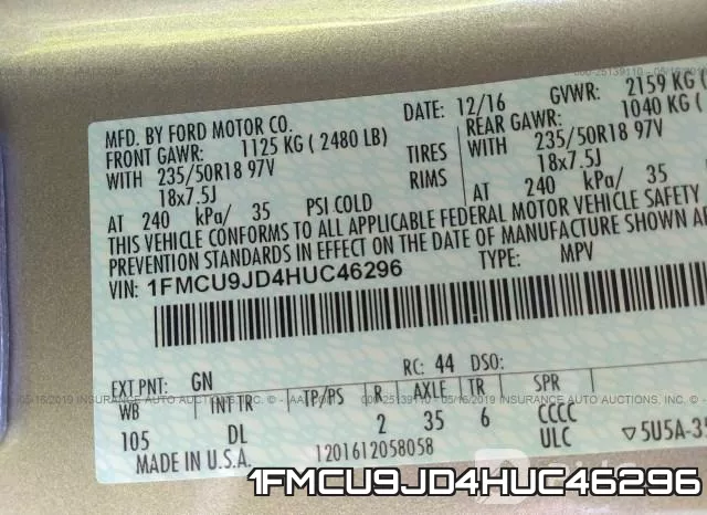 1FMCU9JD4HUC46296 фото 10