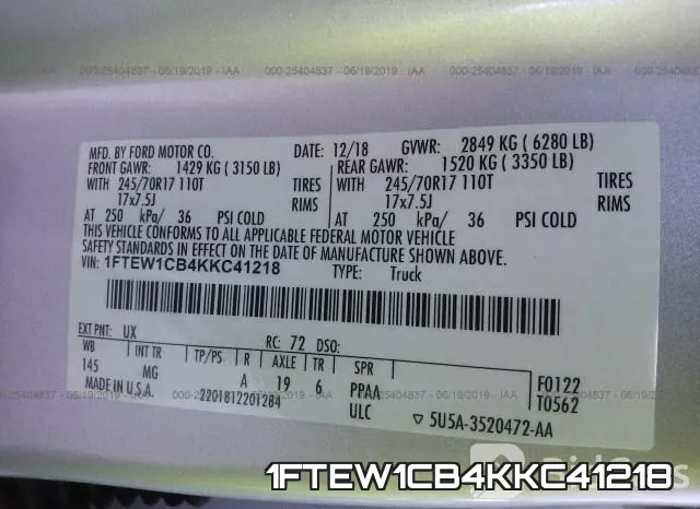 1FTEW1CB4KKC41218 фото 10