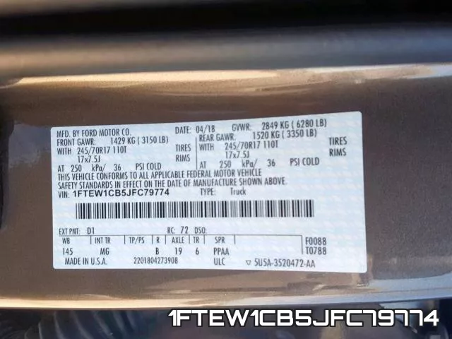 1FTEW1CB5JFC79774 фото 2