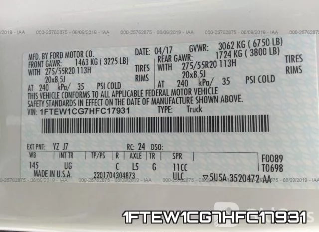 1FTEW1CG7HFC17931 фото 10