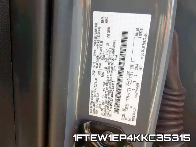 1FTEW1EP4KKC35315 фото 2