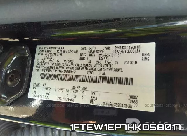 1FTEW1EP7HKD58017 фото 10