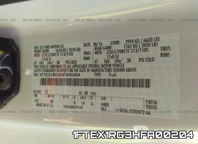 1FTEX1RG3HFA00204 фото 10