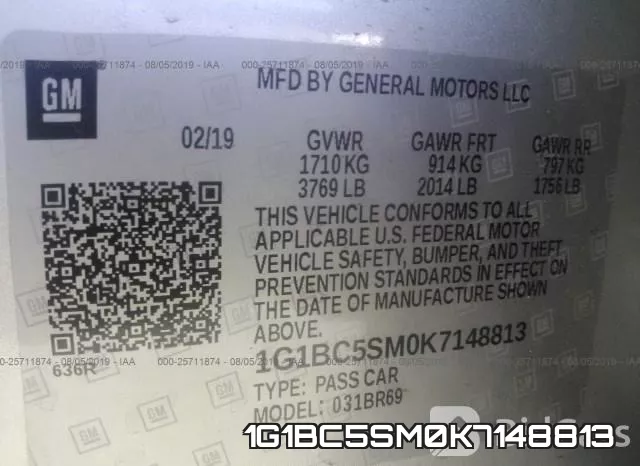 1G1BC5SM0K7148813 фото 9