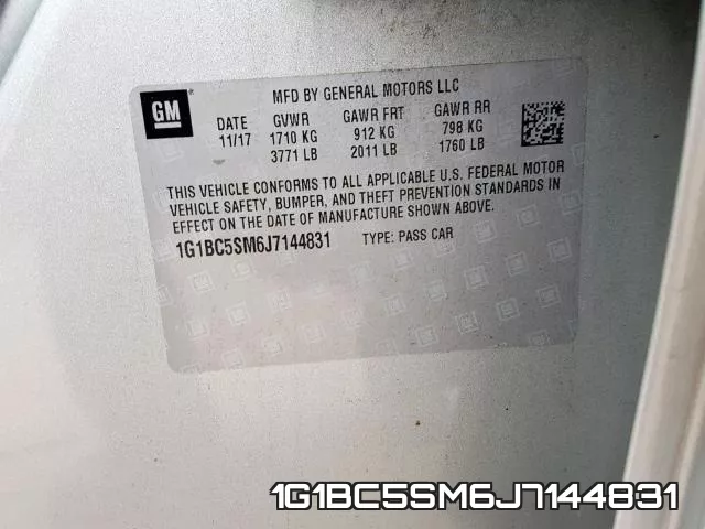 1G1BC5SM6J7144831 фото 2