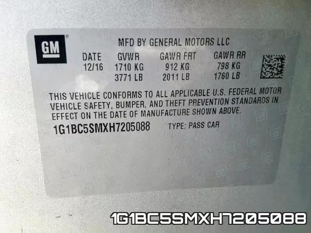1G1BC5SMXH7205088 фото 2