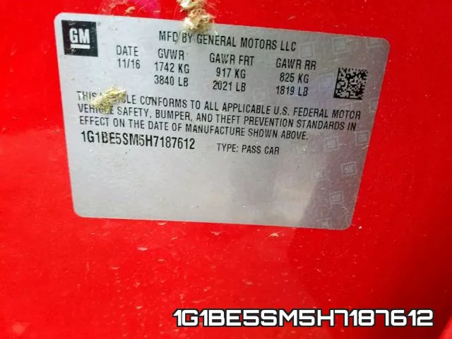 1G1BE5SM5H7187612 фото 2
