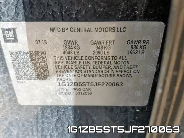 1G1ZB5ST5JF270063 фото 2