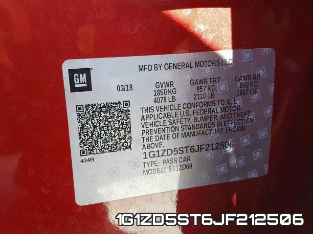 1G1ZD5ST6JF212506 фото 2