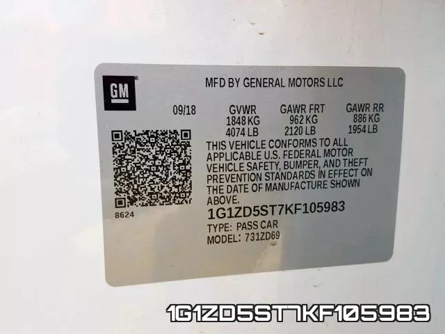 1G1ZD5ST7KF105983 фото 2