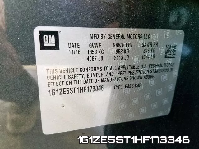 1G1ZE5ST1HF173346 фото 2