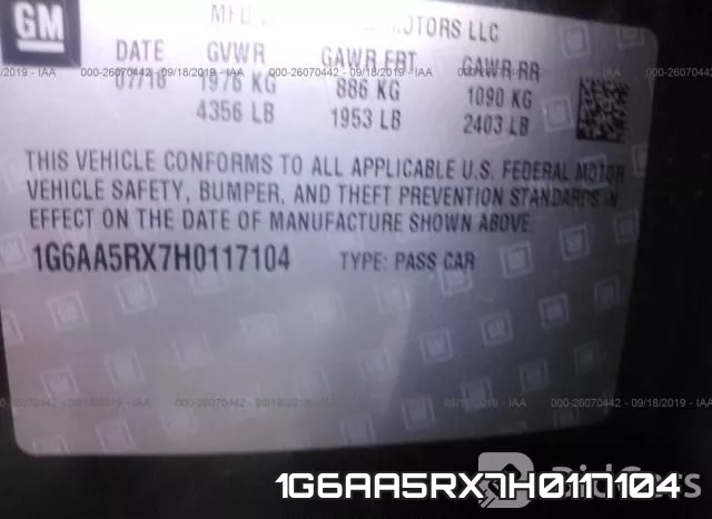 1G6AA5RX7H0117104 фото 10