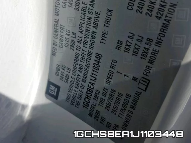 1GCHSBEA1J1103448 фото 2