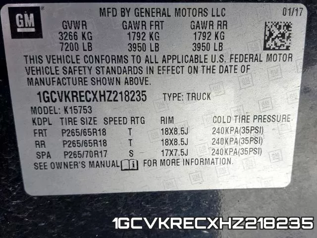 1GCVKRECXHZ218235 фото 2