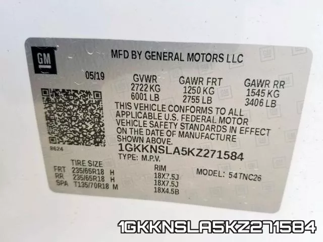 1GKKNSLA5KZ271584 фото 2