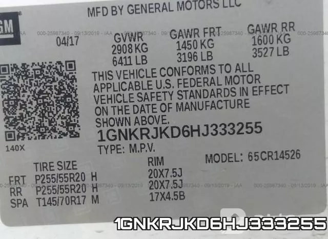 1GNKRJKD6HJ333255 фото 10
